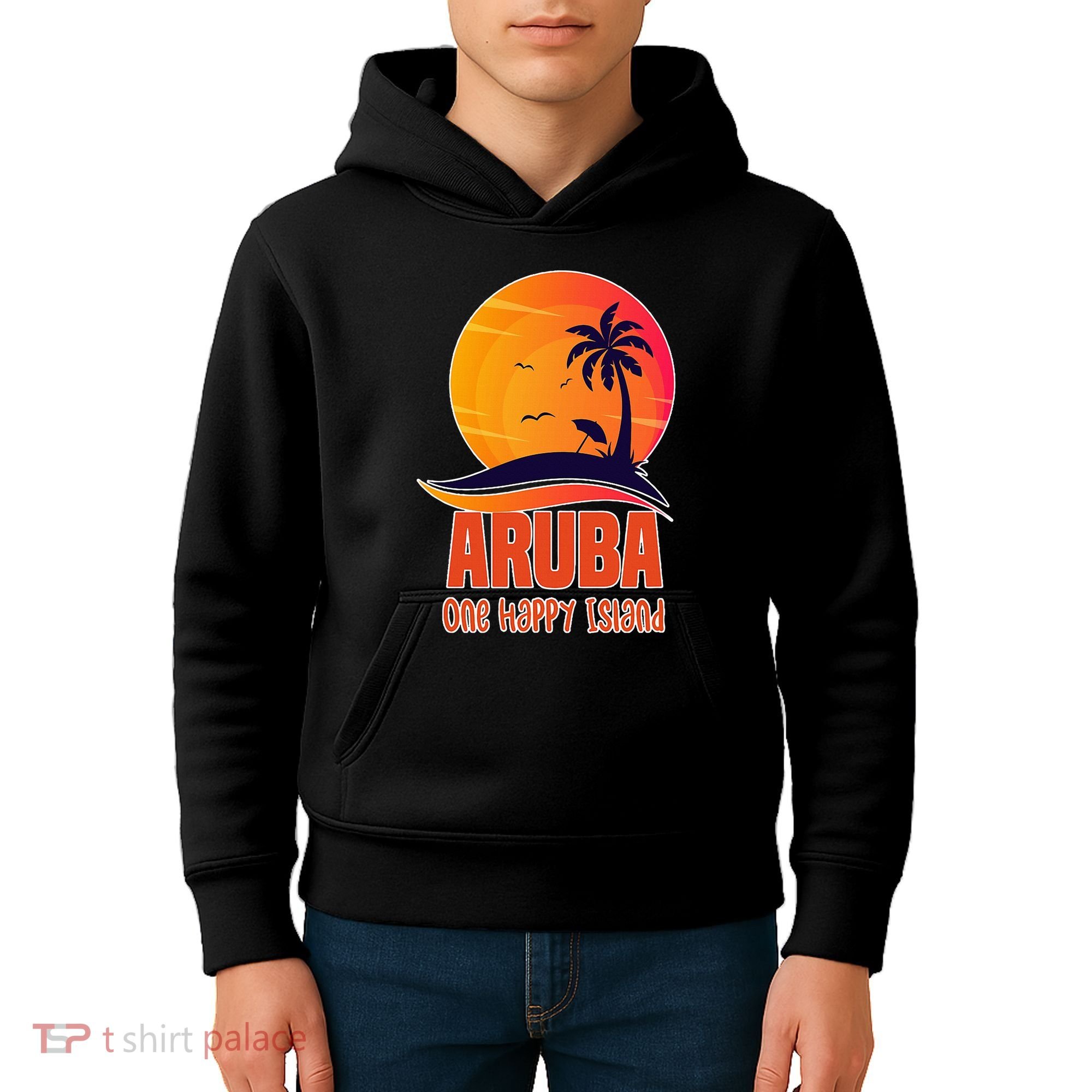 Aruba One Happy Island Beautiful Sunset Beach Kids Hoodie