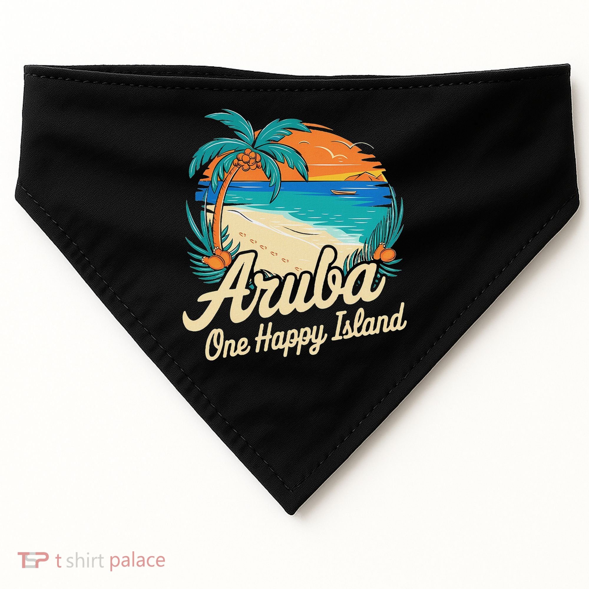 Aruba One Happy Island Souvenir USA-Made Doggie Bandana