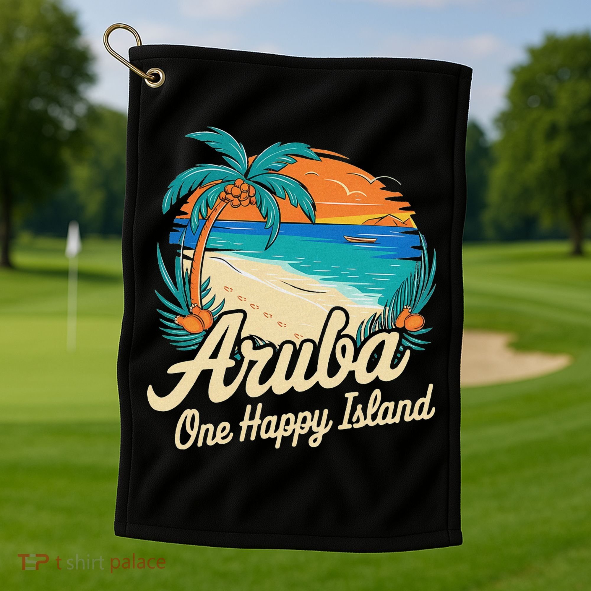 Aruba One Happy Island Souvenir Golf Towel