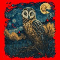 An Owl In The Night Forest Painting Santa Hat thumb 1