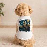 An Owl In The Night Forest Painting Doggie Tank thumb 2