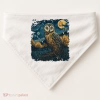 An Owl In The Night Forest Painting USA-Made Doggie Bandana thumb 0