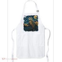 An Owl In The Night Forest Painting Apron thumb 0