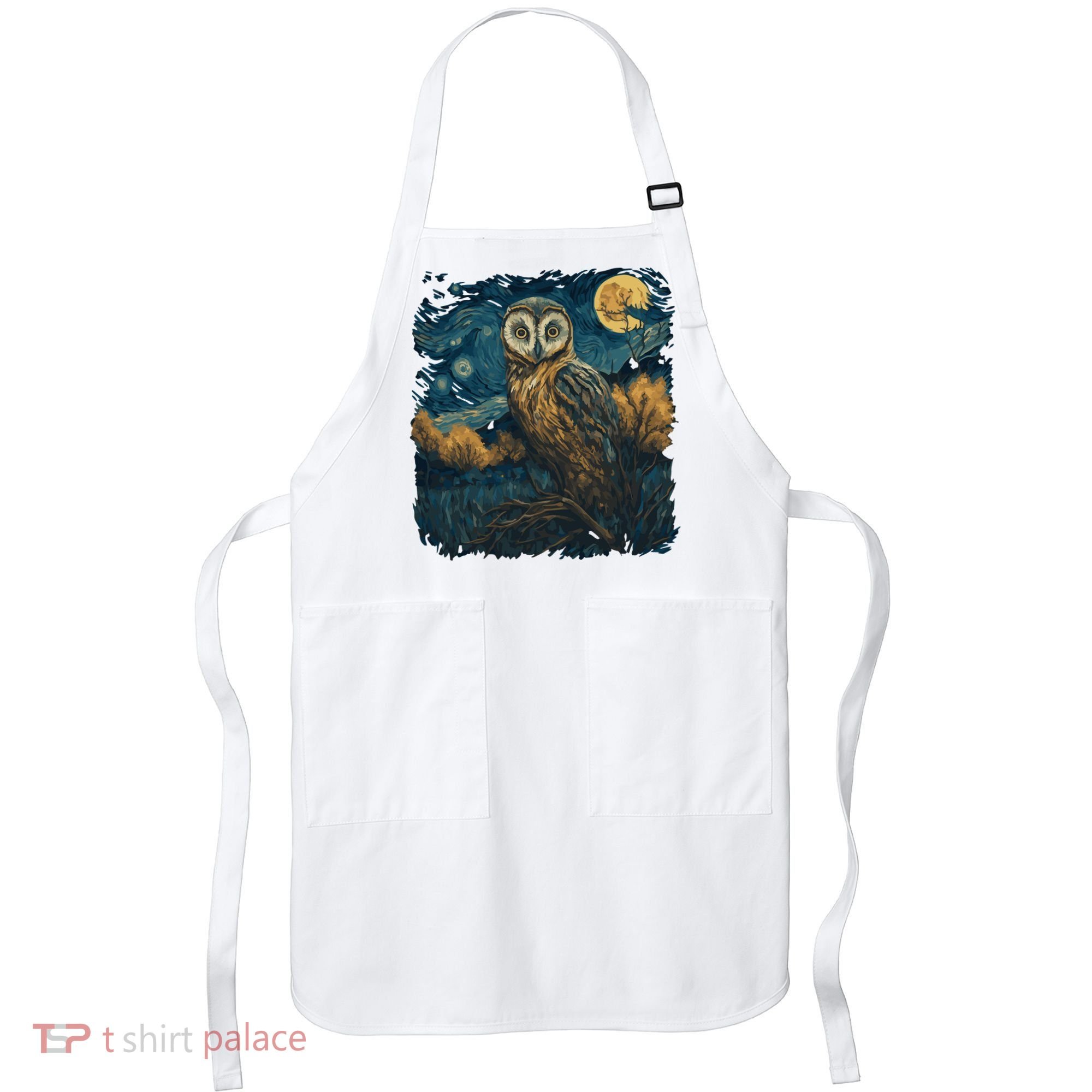 An Owl In The Night Forest Painting Apron