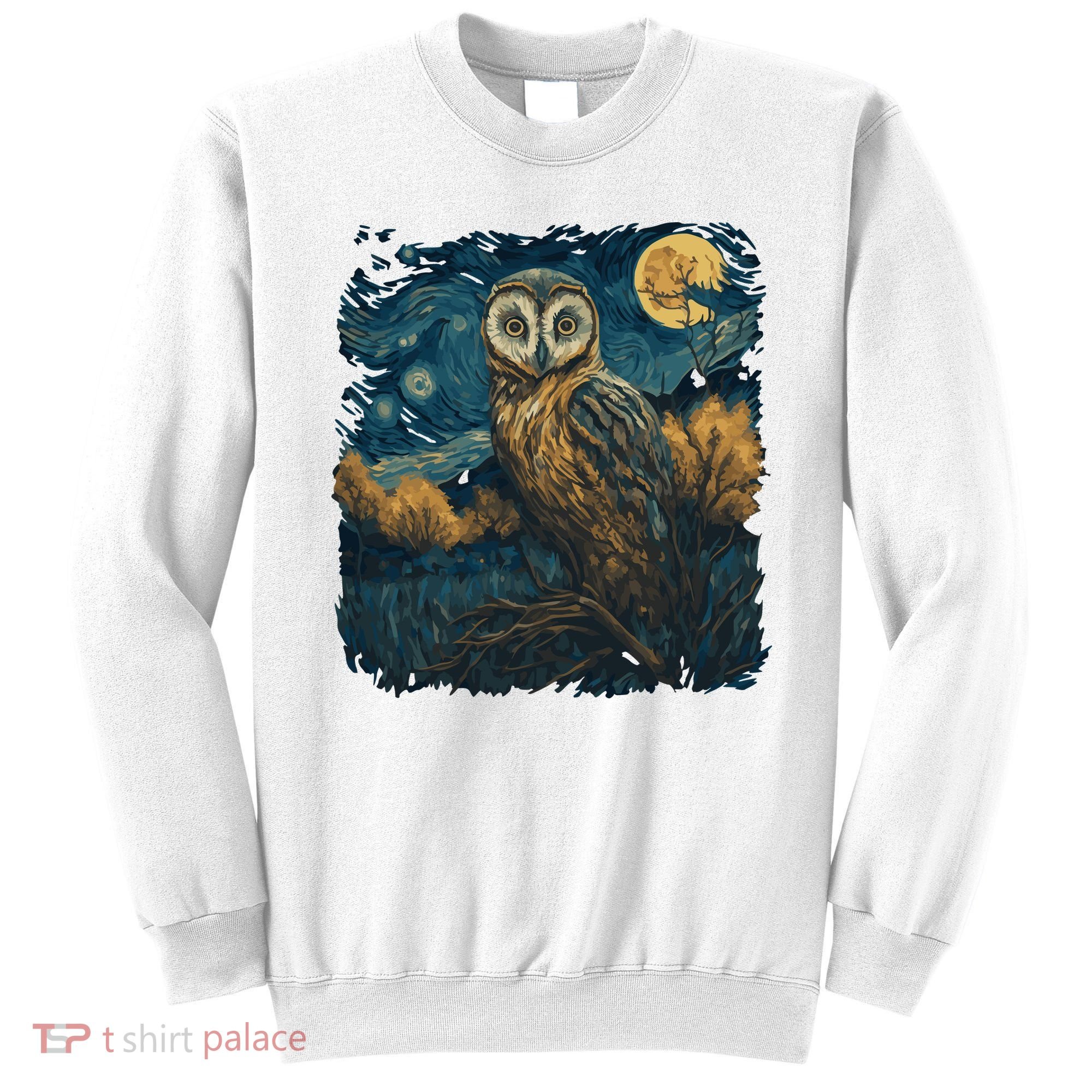An Owl In The Night Forest Painting Sweatshirt