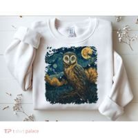 An Owl In The Night Forest Painting Sweatshirt thumb 2