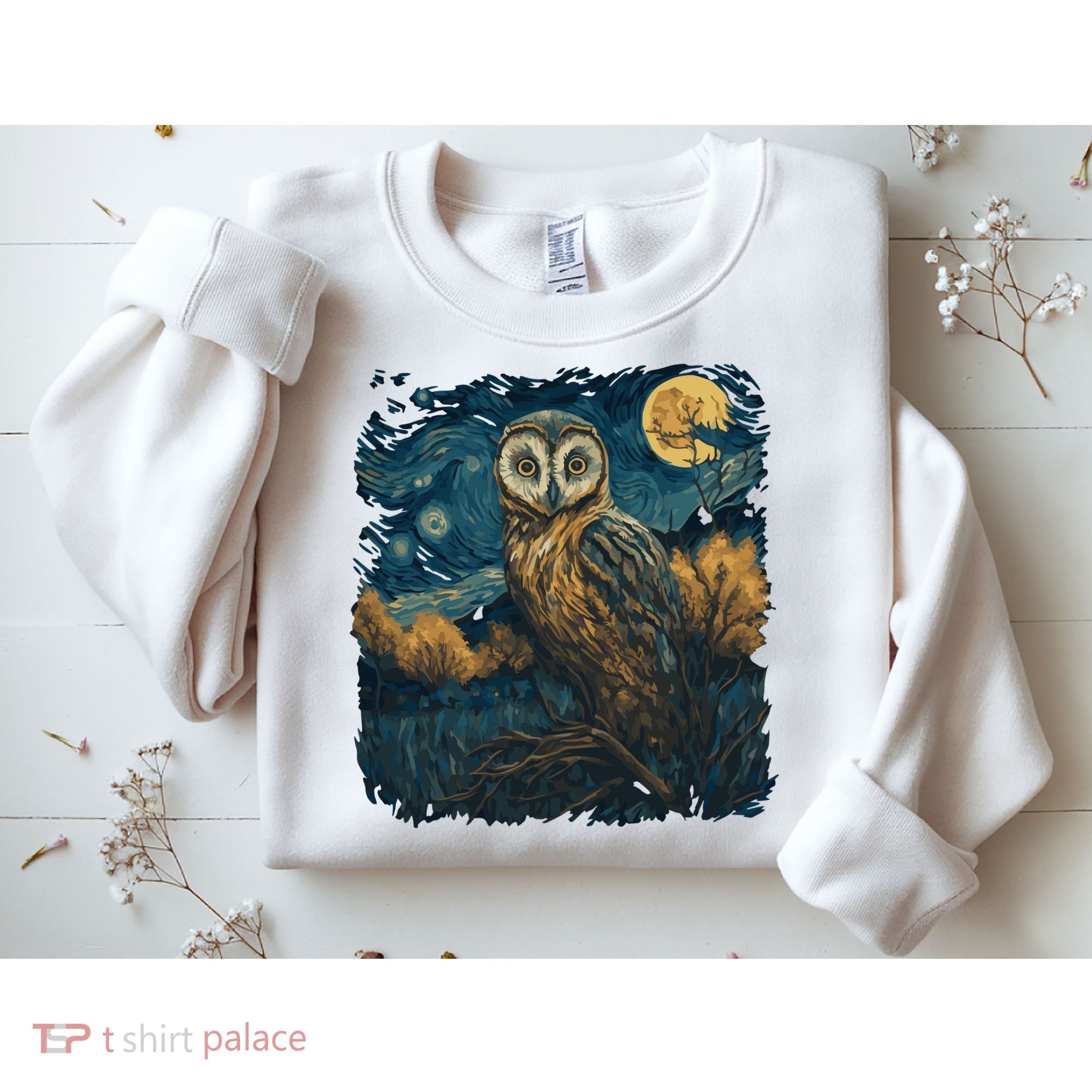 An Owl In The Night Forest Painting Sweatshirt