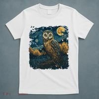An Owl In The Night Forest Painting T-Shirt thumb 5
