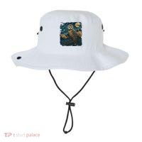 An Owl In The Night Forest Painting Bucket Hat thumb 0