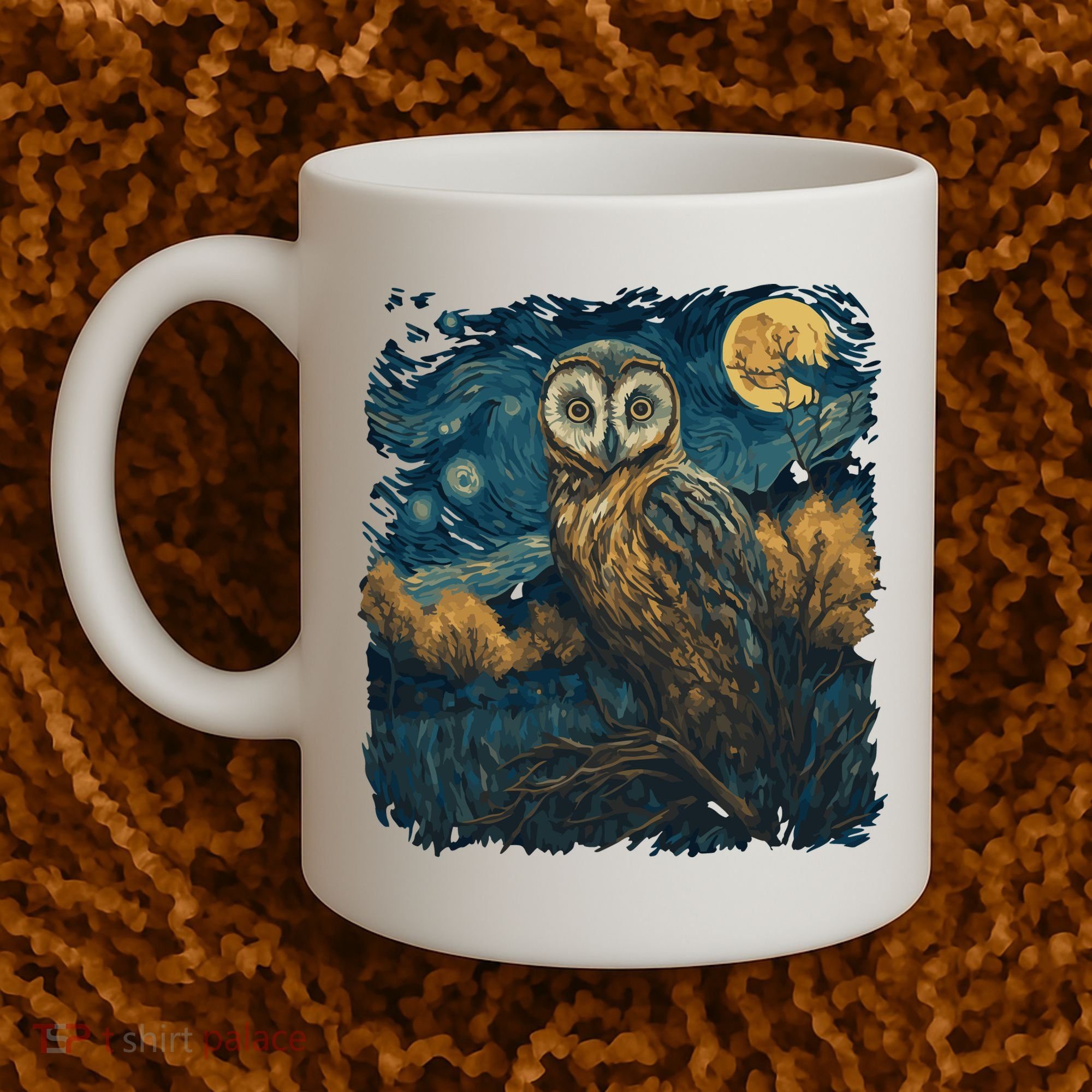 An Owl In The Night Forest Painting Coffee Mug
