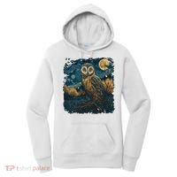 An Owl In The Night Forest Painting Women's Hoodie thumb 0