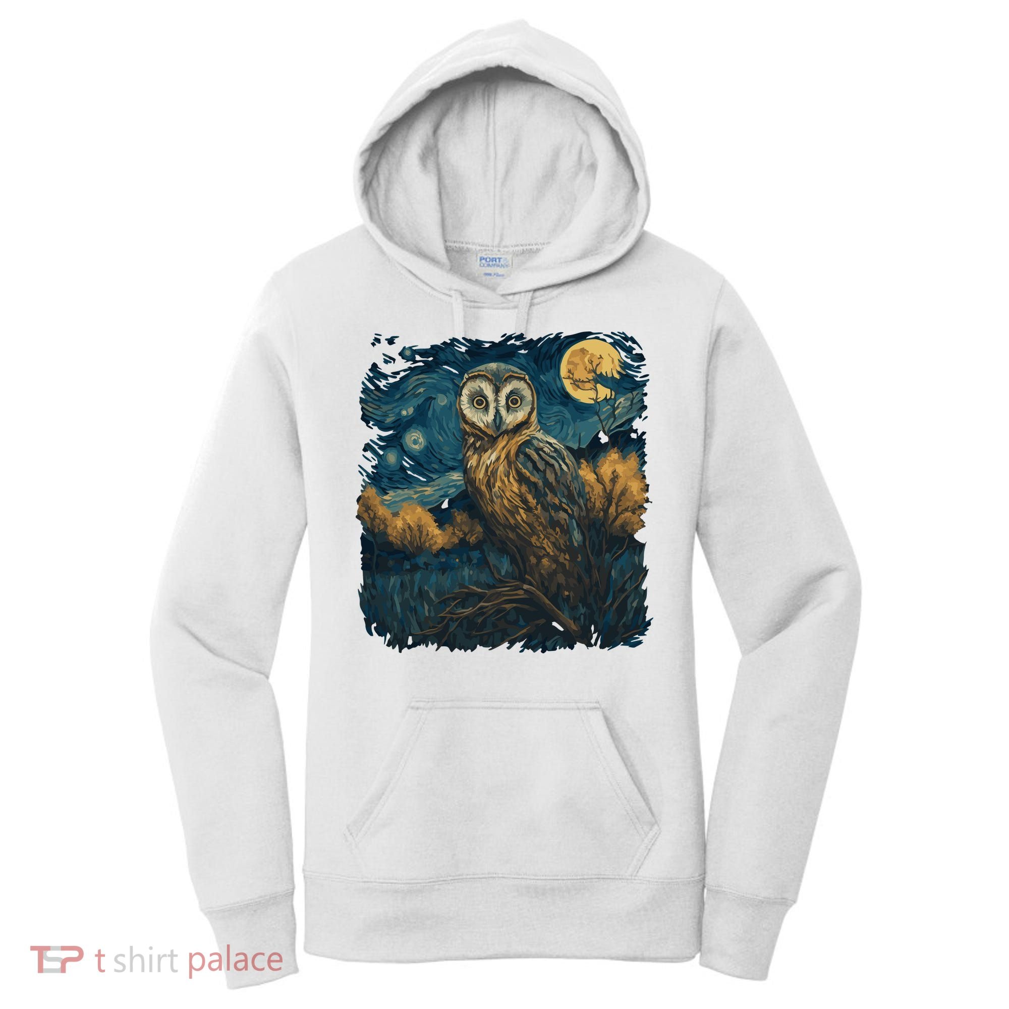 An Owl In The Night Forest Painting Women's Hoodie