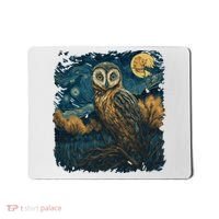 An Owl In The Night Forest Painting Mousepad thumb 0