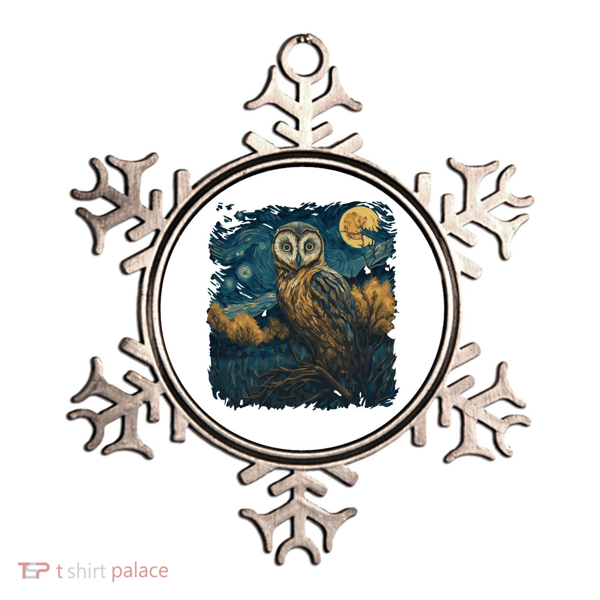 An Owl In The Night Forest Painting Ornament