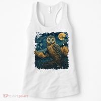 An Owl In The Night Forest Painting Women's Tank Top thumb 0