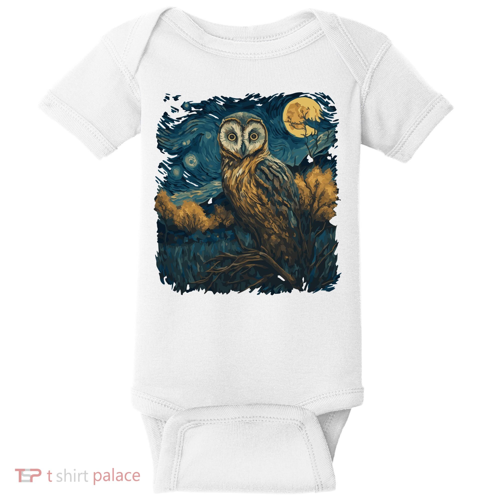 An Owl In The Night Forest Painting Baby Bodysuit