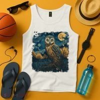 An Owl In The Night Forest Painting Tank Top thumb 4