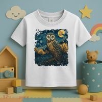 An Owl In The Night Forest Painting Toddler T-Shirt thumb 3