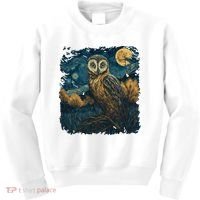 An Owl In The Night Forest Painting Kids Sweatshirt thumb 0