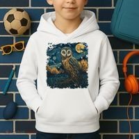 An Owl In The Night Forest Painting Kids Hoodie thumb 2