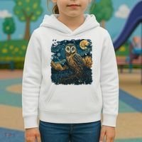 An Owl In The Night Forest Painting Kids Hoodie thumb 3