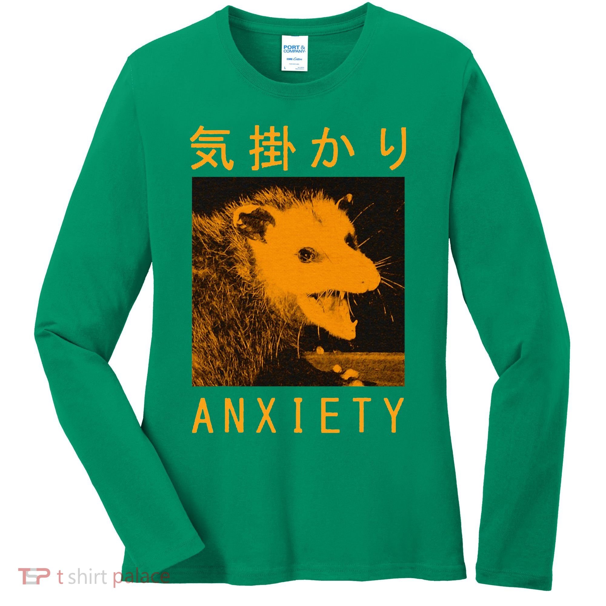 Anxiety Opossum Japanese Women's Long Sleeve Shirt