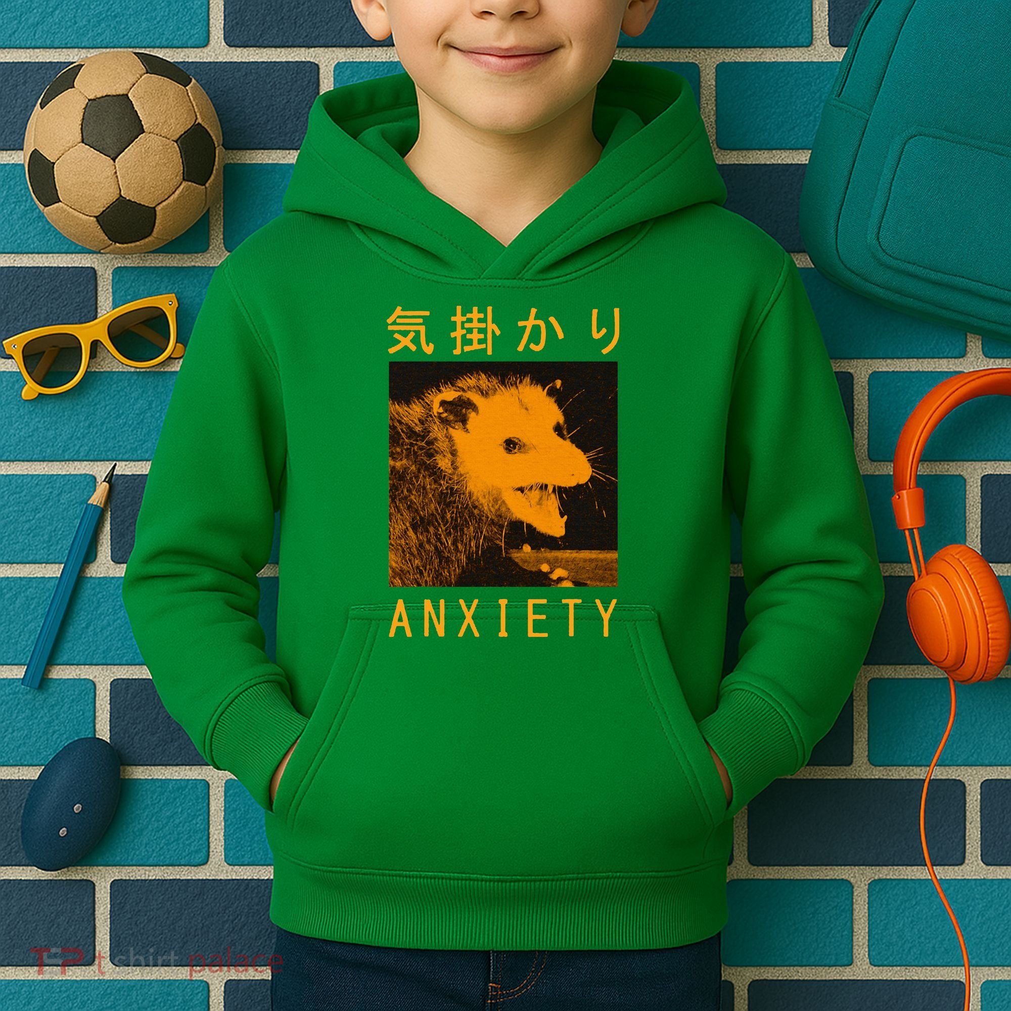 Anxiety Opossum Japanese Kids Hoodie