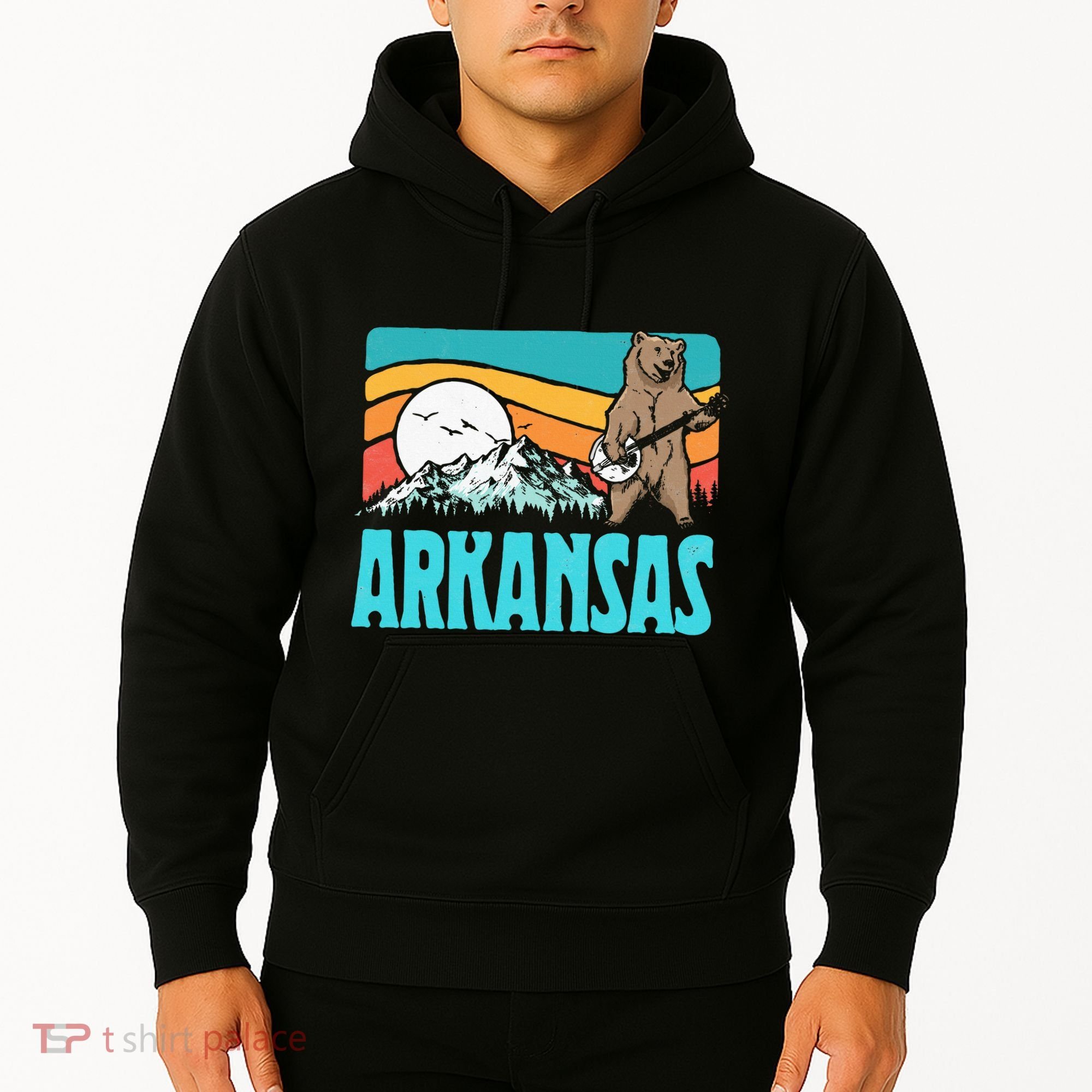 Arkansas Ozark Mountains Bluegrass Banjo Bear Hoodie