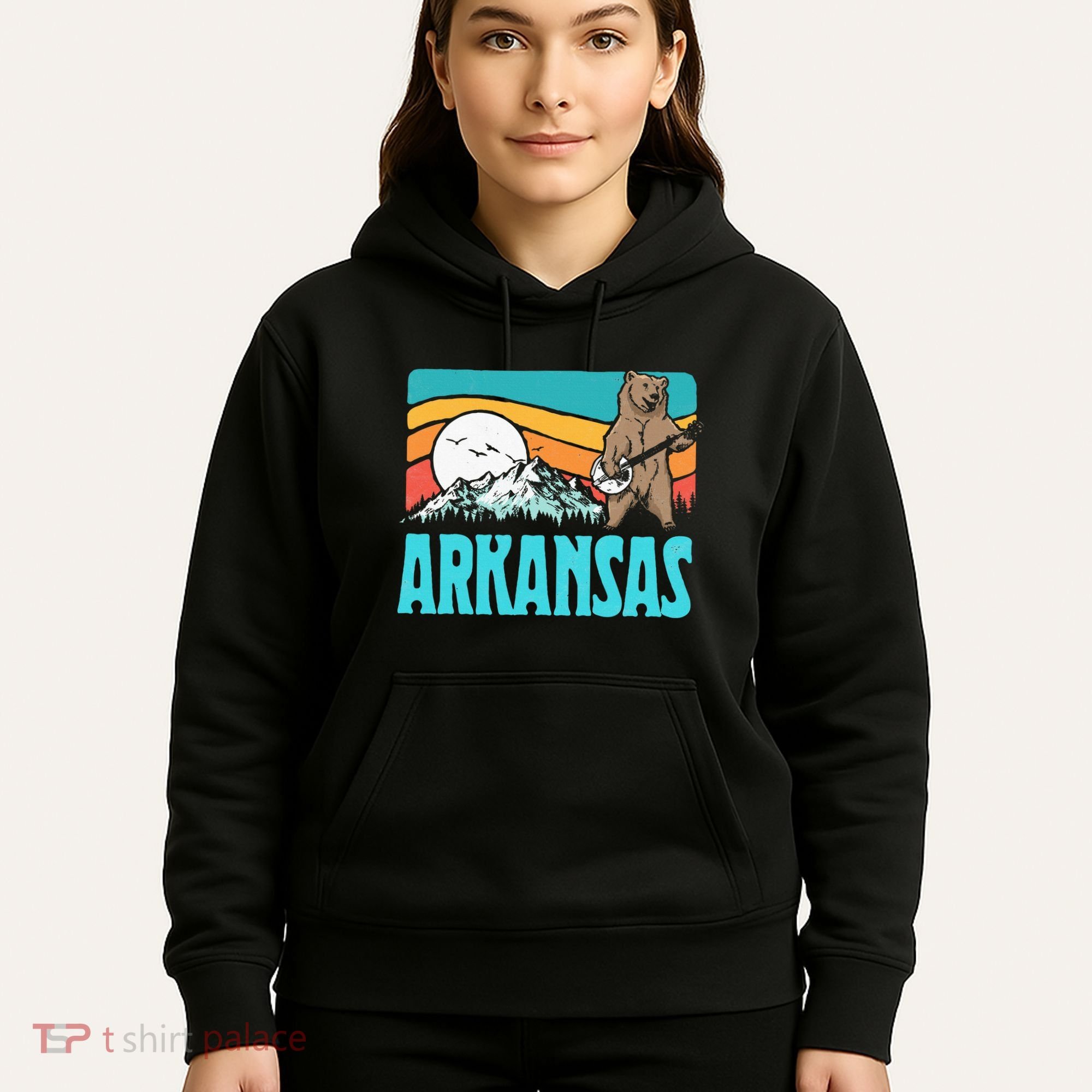 Arkansas Ozark Mountains Bluegrass Banjo Bear Hoodie