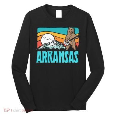 Arkansas Ozark Mountains Bluegrass Banjo Bear Long Sleeve Shirt