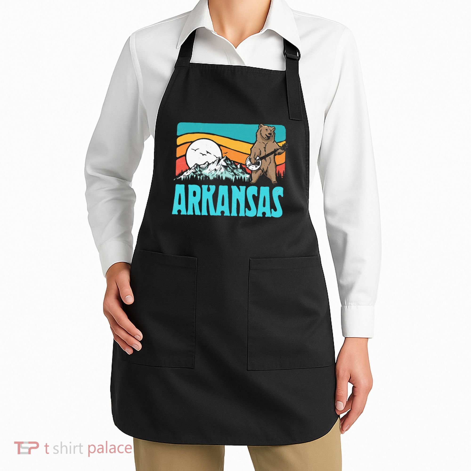 Arkansas Ozark Mountains Bluegrass Banjo Bear Apron