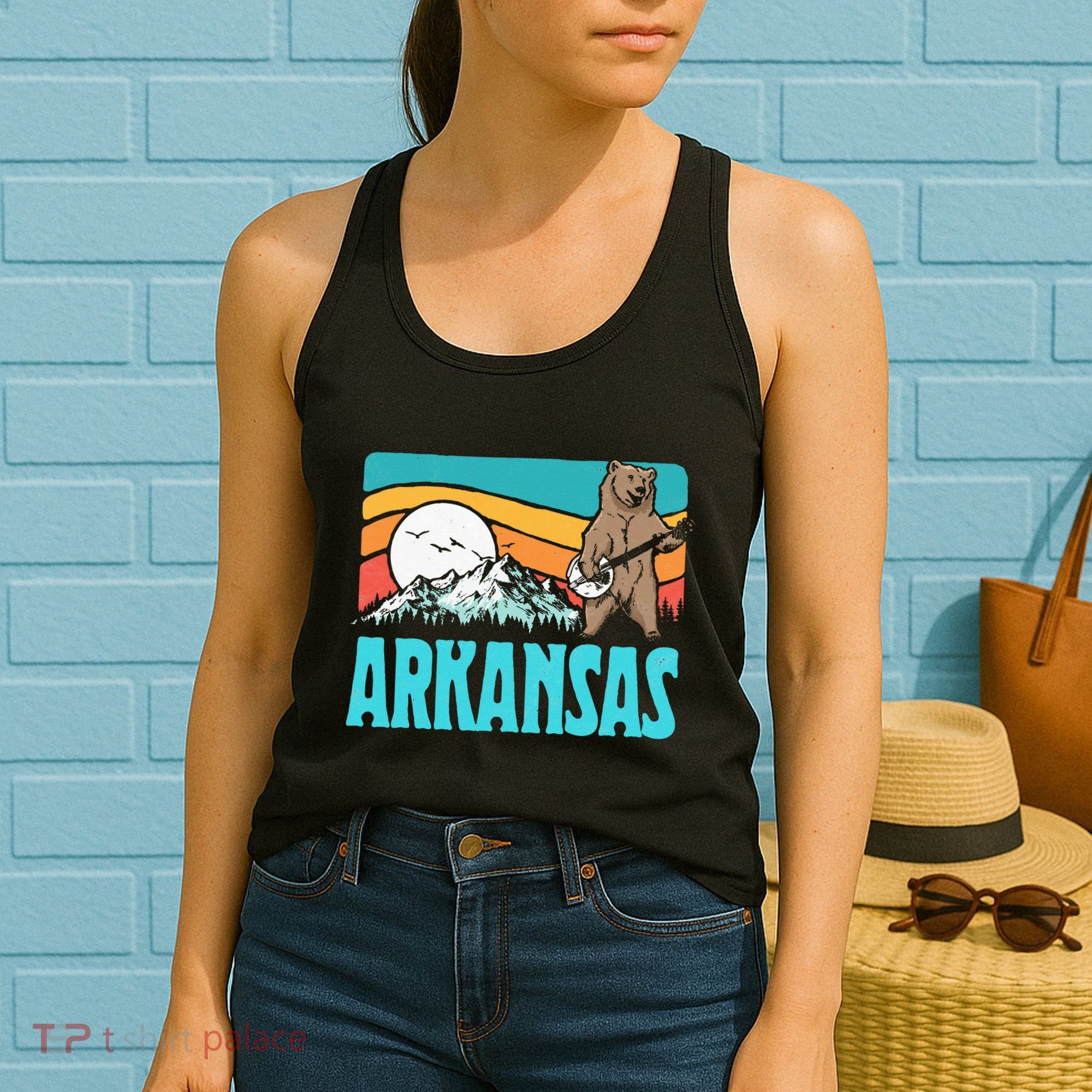 Arkansas Ozark Mountains Bluegrass Banjo Bear Women's Tank Top