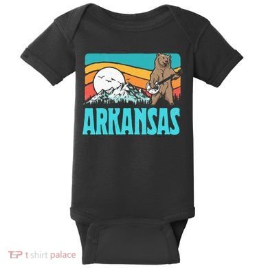 Arkansas Ozark Mountains Bluegrass Banjo Bear Baby Bodysuit