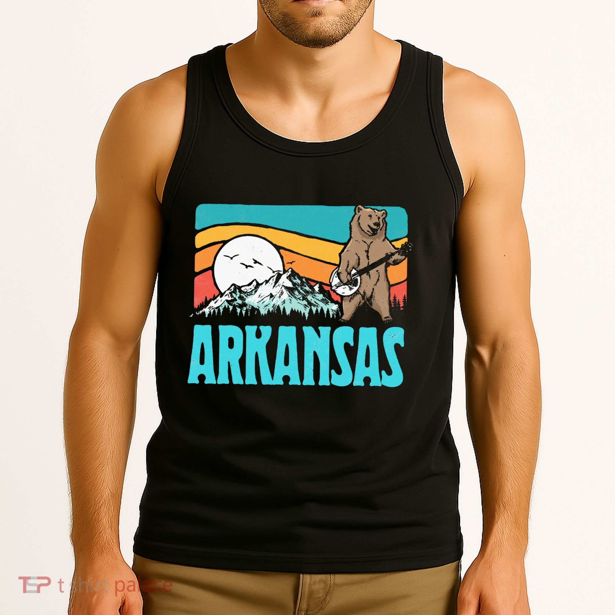 Arkansas Ozark Mountains Bluegrass Banjo Bear Tank Top