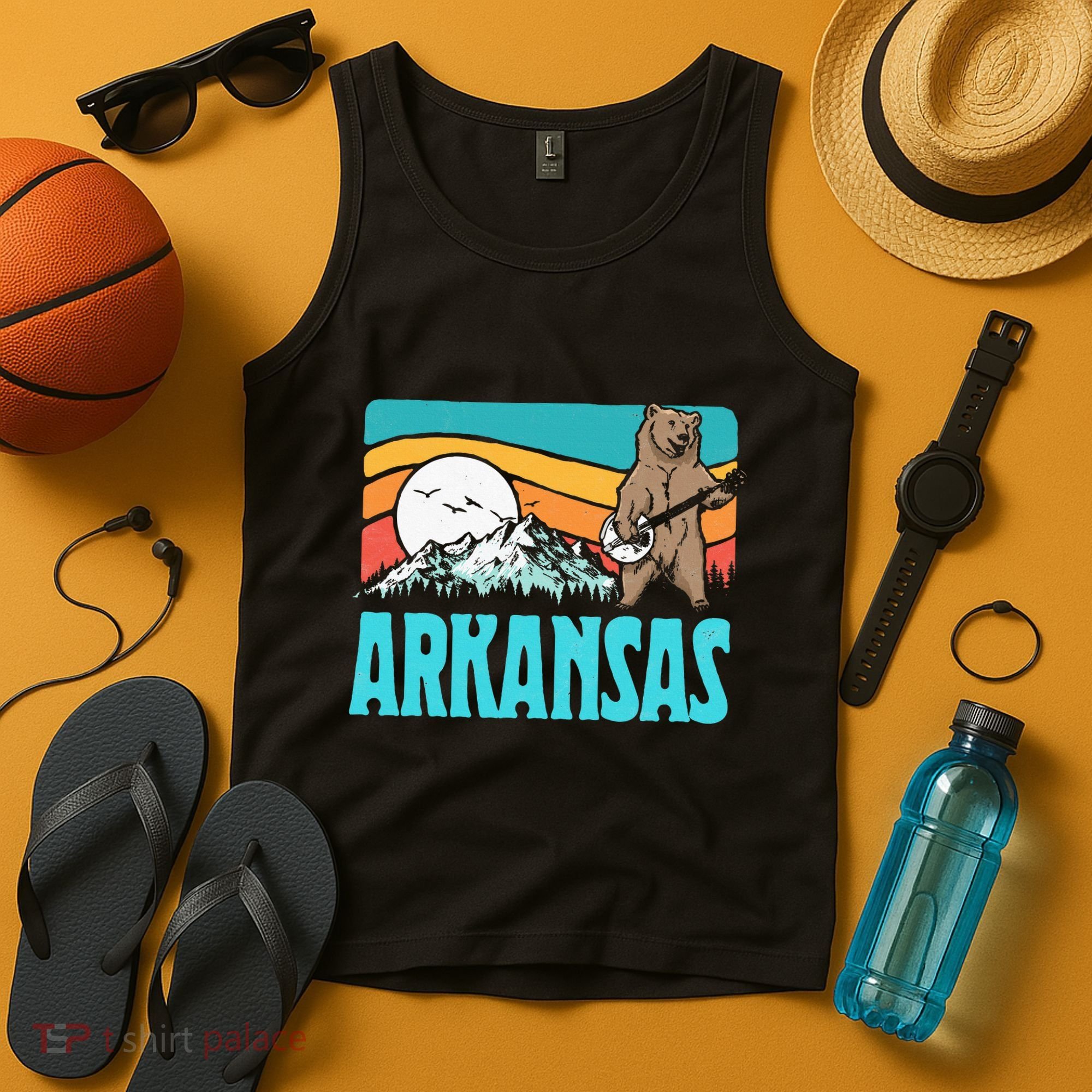 Arkansas Ozark Mountains Bluegrass Banjo Bear Tank Top