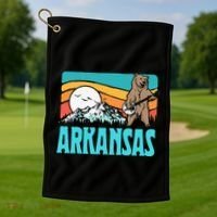 Arkansas Ozark Mountains Bluegrass Banjo Bear Golf Towel thumb 1