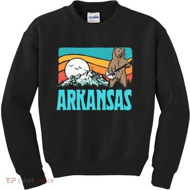 Arkansas Ozark Mountains Bluegrass Banjo Bear Kids Sweatshirt