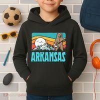 Arkansas Ozark Mountains Bluegrass Banjo Bear Kids Hoodie thumb 2
