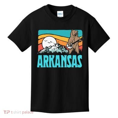 Arkansas Ozark Mountains Bluegrass Banjo Bear Kids T-Shirt