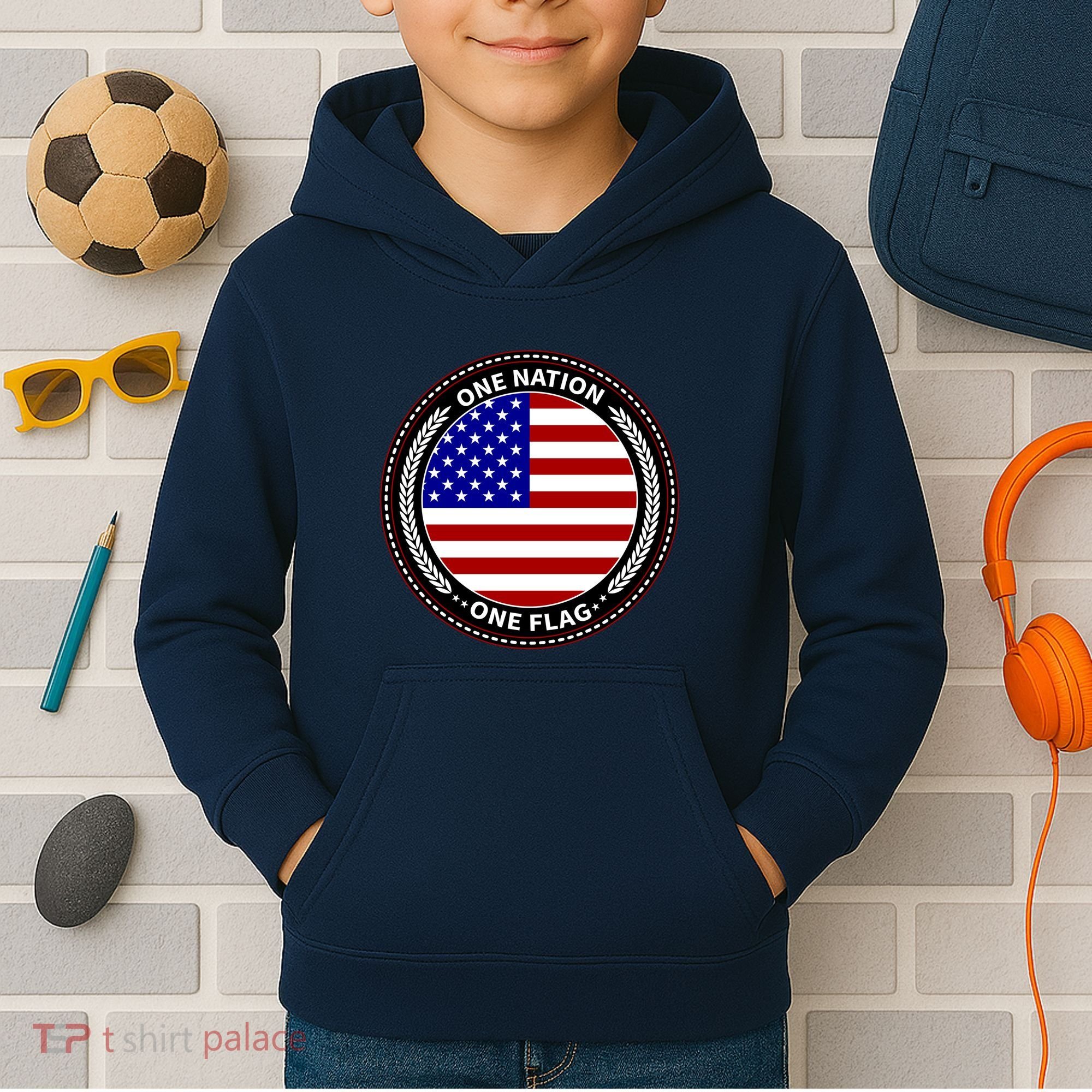 America One Nation One Flag Kids Hoodie