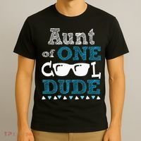 Aunt Of One Cool Dude Funny Birthday Boy Cool T-Shirt thumb 3