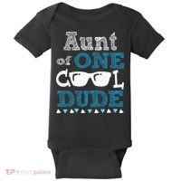 Aunt Of One Cool Dude Funny Birthday Boy Cool Baby Bodysuit thumb 0