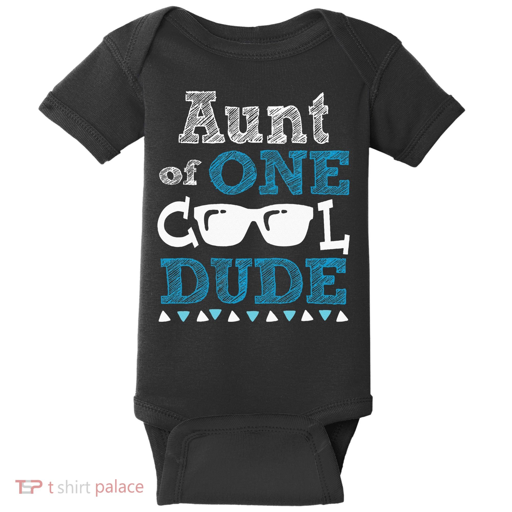 Aunt Of One Cool Dude Funny Birthday Boy Cool Baby Bodysuit