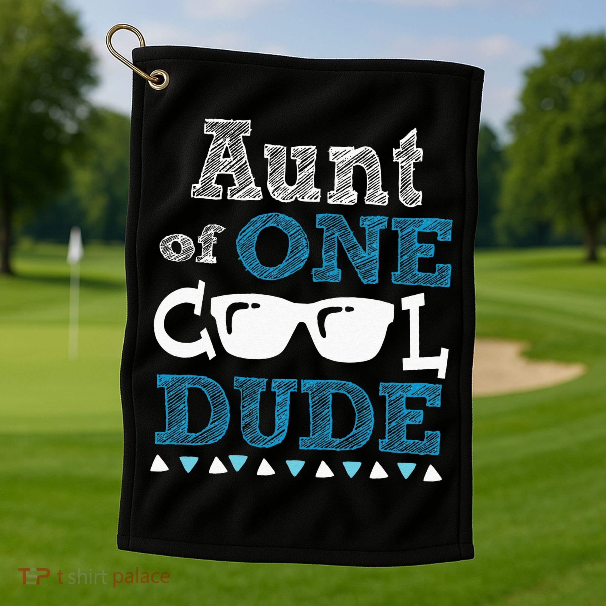 Aunt Of One Cool Dude Funny Birthday Boy Cool Golf Towel