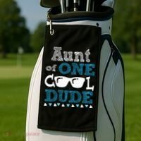 Aunt Of One Cool Dude Funny Birthday Boy Cool Golf Towel thumb 2
