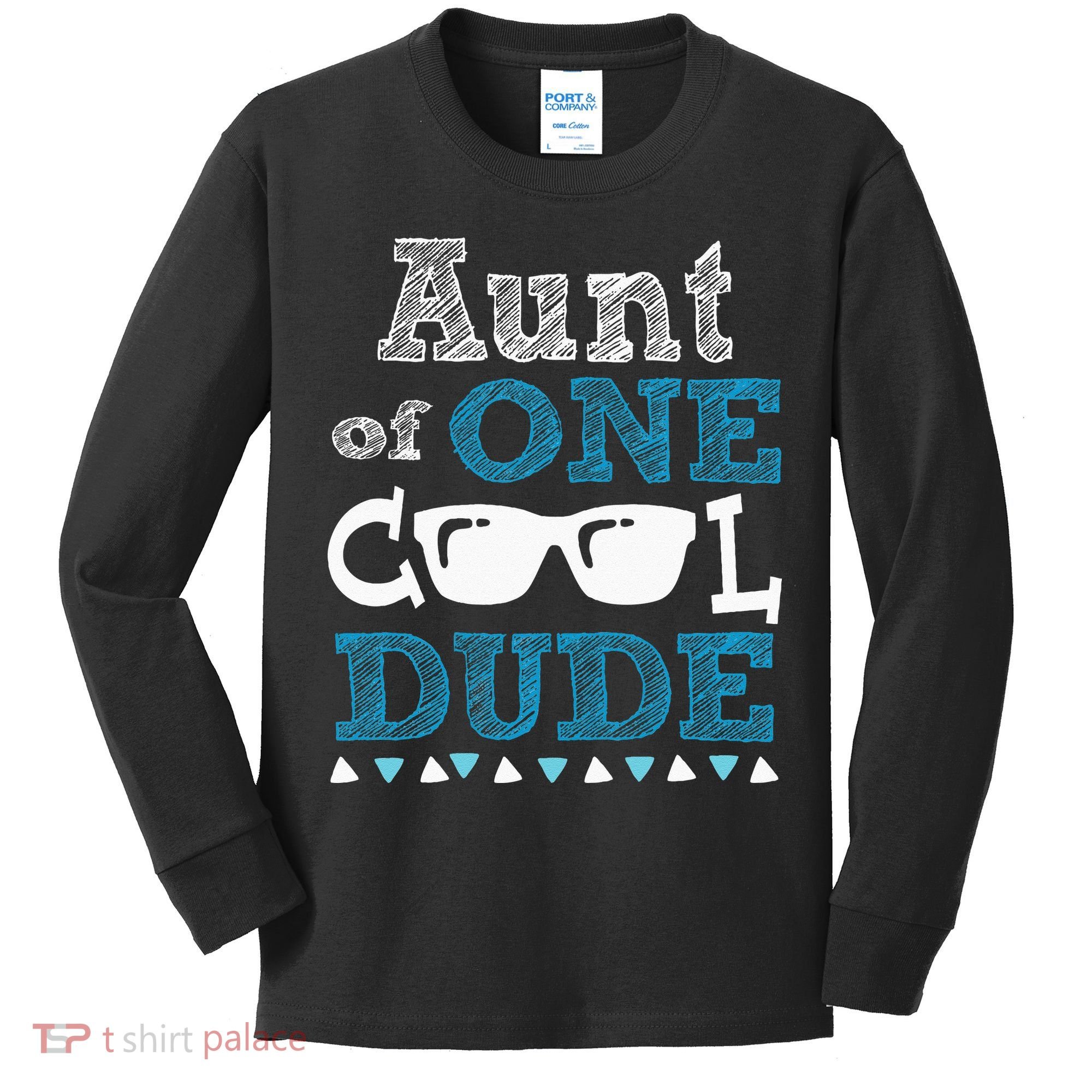 Aunt Of One Cool Dude Funny Birthday Boy Cool Kids Long Sleeve Shirt