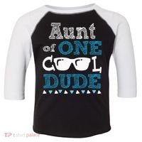 Aunt Of One Cool Dude Funny Birthday Boy Cool Toddler Fine Jersey T-Shirt thumb 0