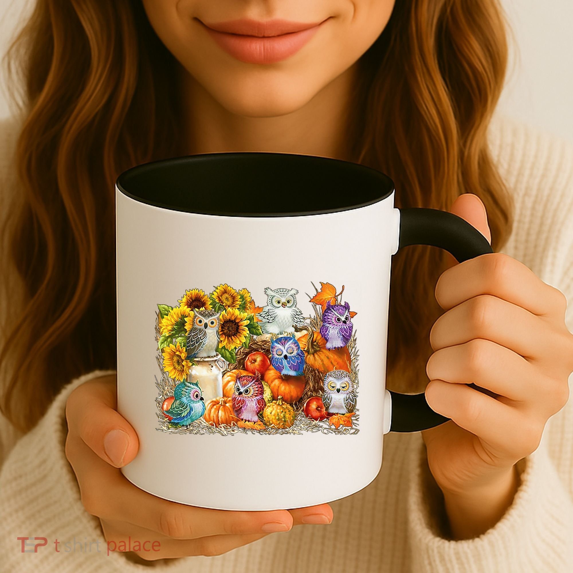 Autumn Owl Sunflower Pumpkin Halloween Costume Coffee Mug