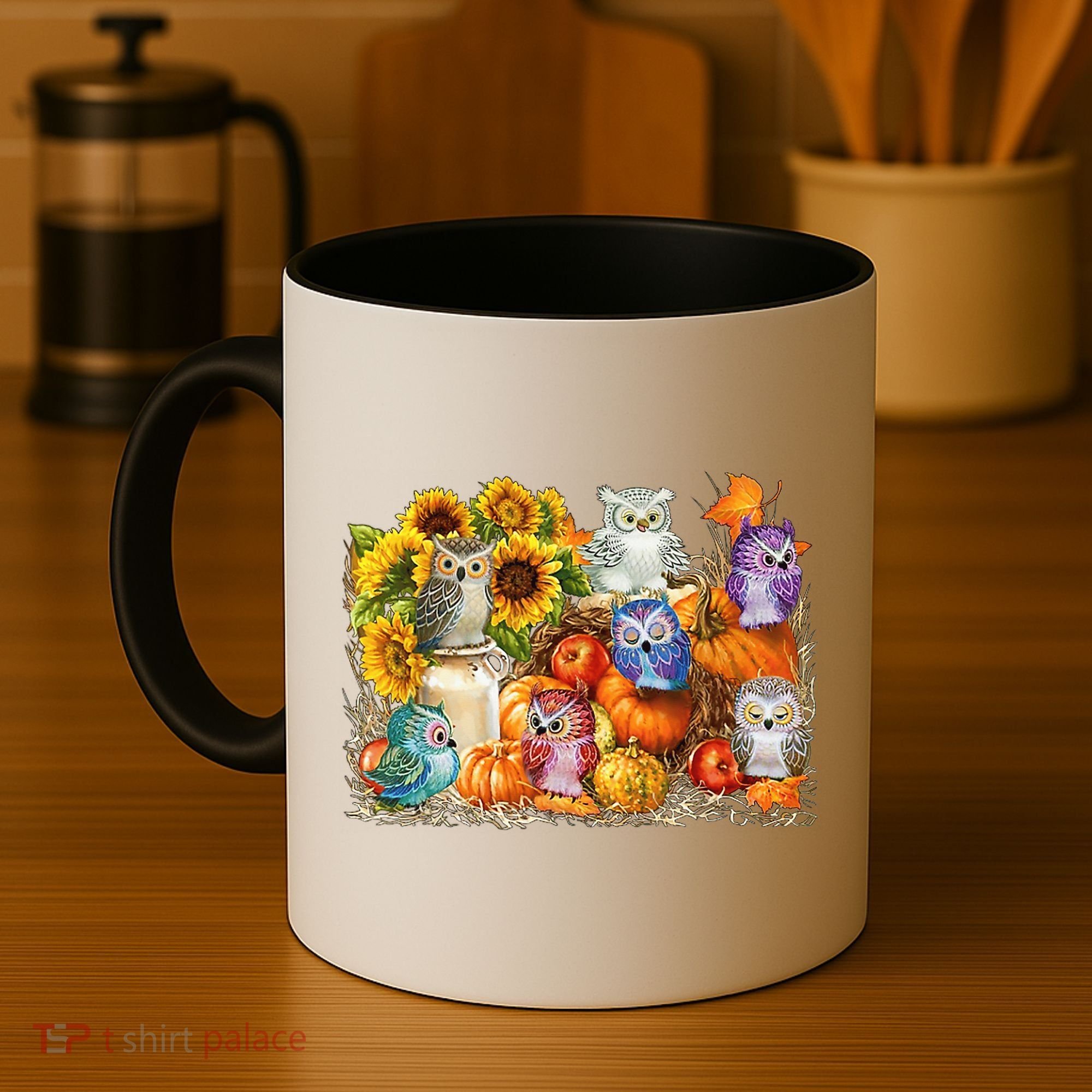 Autumn Owl Sunflower Pumpkin Halloween Costume Coffee Mug