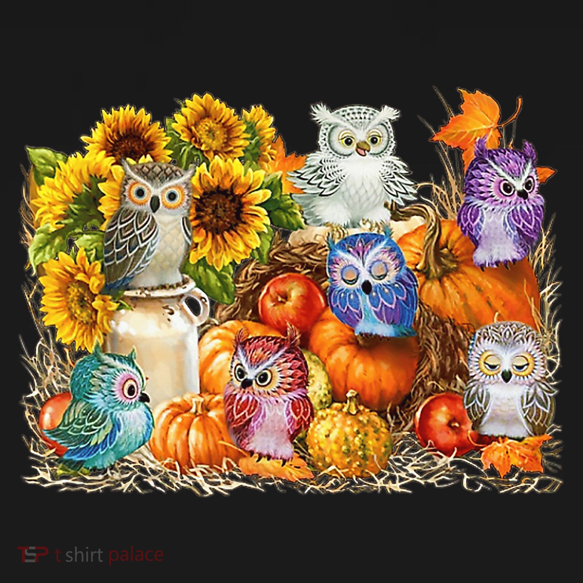 Autumn Owl Sunflower Pumpkin Halloween Costume Women's Hoodie